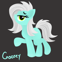 Size: 1200x1200 | Tagged: safe, artist:dafiltafish, oc, oc only, oc:goosey, earth pony, pony, experiment, female, gray background, simple background, solo