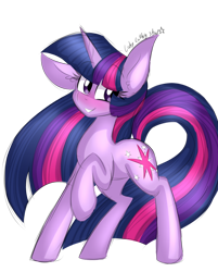 Size: 1280x1595 | Tagged: safe, artist:ladylullabystar, twilight sparkle, pony, unicorn, g4, big ears, cute, looking at you, raised hoof, simple background, solo, transparent background, twiabetes, unicorn twilight