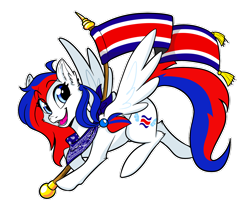 Size: 1280x1057 | Tagged: safe, artist:lasserland, oc, oc:panchita, pegasus, pony, bandana, costa rica, female, flag, nation ponies, open mouth, ponified