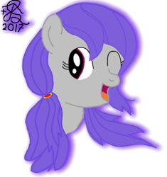 Size: 581x618 | Tagged: safe, artist:dassboshit, oc, oc only, pony, head only, one eye closed, pigtails, solo