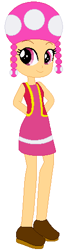 Size: 127x496 | Tagged: safe, artist:ra1nb0wk1tty, artist:selenaede, artist:user15432, human, equestria girls, g4, barely eqg related, base used, clothes, crossover, dress, equestria girls style, equestria girls-ified, hands behind back, hat, mushroom hat, nintendo, pigtails, pink dress, shoes, solo, super mario bros., toadette, vest