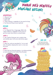 Size: 2480x3508 | Tagged: safe, pinkie pie, rainbow dash, earth pony, pegasus, pony, campfire stories, g4.5, my little pony: pony life, official, activity sheet, food, high res, my little pony logo, pan, pancakes, recipe, text