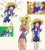 Size: 2607x2929 | Tagged: safe, artist:citi, screencap, applejack, rarity, human, g4, simple ways, alternate hairstyle, applejack is best facemaker, applejewel, bare shoulders, clothes, dress, freckles, hat, high res, humanized, i love being covered in mud, rarihick, scene interpretation, screencap reference, sleeveless, strapless, tail, tail hole