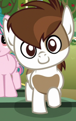 Size: 452x720 | Tagged: safe, screencap, pipsqueak, tulip swirl, earth pony, pony, g4, marks and recreation, colt, cropped, cute, foal, male, smiling, solo focus, squeakabetes