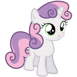 Size: 768x768 | Tagged: source needed, safe, artist:supermario64fan, sweetie belle, pony, unicorn, g4, season 1, stare master, cute, diasweetes, female, filly, grin, simple background, smiling, solo, teeth, transparent background, vector