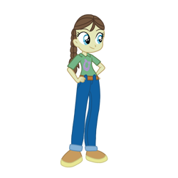 Size: 768x768 | Tagged: safe, artist:supermario64fan, heidi hay, equestria girls, g4, .ai available, .svg available, braid, braided pigtails, clothes, cutie mark, cutie mark on clothes, equestria girls-ified, female, horseshoes, pants, pigtails, shirt, shoes, simple background, solo, t-shirt, transparent background, vector