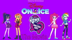 Size: 3840x2160 | Tagged: safe, artist:axelsanchez, pinkie pie, rainbow dash, sci-twi, sunset shimmer, twilight sparkle, equestria girls, g4, clothes, converse, disney on ice, female, glasses, high res, movie, outfit, pantyhose, ponytail, shoes