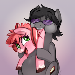 Size: 3400x3400 | Tagged: safe, artist:metalface069, oc, earth pony, pony, commission, glasses, high res, looking back, smiling, vore, ych result