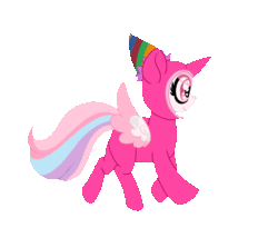 Size: 1200x984 | Tagged: safe, artist:ladylullabystar, oc, oc:lullaby star, pony, among us, animated, crewmate, gif, hat, party hat, simple background, solo, transparent background