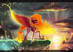 Size: 1620x1165 | Tagged: safe, artist:opal_radiance, philomena, pegasus, pony, g4, braid, cliff, fire, ponified, ponified pony pets, species swap, squint, water