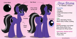 Size: 3800x1940 | Tagged: safe, artist:aarondrawsarts, oc, oc:onyx stone, pony, unicorn, butt, commission, female, looking at you, plot, reference sheet