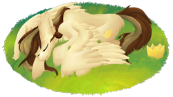 Size: 3326x1879 | Tagged: safe, artist:skyblazeart, oc, oc only, oc:prince whateverer, pegasus, pony, crown, digital art, eyes closed, full body, grass, jewelry, male, regalia, request, simple background, sleeping, solo, transparent background, wings
