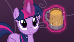 Size: 1920x1080 | Tagged: safe, screencap, twilight sparkle, alicorn, pony, a hearth's warming tail, g4, my little pony: friendship is magic, 1080p, cute, female, magic, magic aura, mare, mug, smiling, solo, twiabetes, twilight sparkle (alicorn)