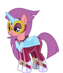 Size: 1329x1523 | Tagged: safe, alternate version, anonymous artist, derpibooru exclusive, idw, masked matter-horn, pony, unicorn, g4, .svg available, alternate hairstyle, female, goggles, horn, latex, latex suit, mare, mask, masked matter-horn costume, power ponies, simple background, smiling, solo, svg, transparent background, vector