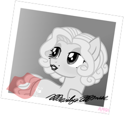 Size: 2953x2730 | Tagged: safe, alternate version, artist:amgiwolf, oc, oc only, earth pony, pony, ear piercing, eyelashes, female, high res, hoof on chest, kiss mark, lipstick, looking back, makeup, mare, marilyn monroe, piercing, ponified, signature, simple background, solo, transparent background
