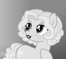 Size: 2414x2150 | Tagged: safe, alternate version, artist:amgiwolf, oc, oc only, earth pony, pony, ear piercing, eyelashes, female, high res, hoof on chest, lipstick, looking back, makeup, mare, marilyn monroe, monochrome, piercing, ponified, signature, simple background, solo, transparent background