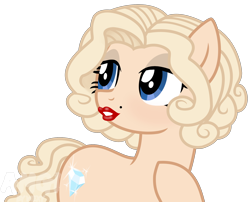 Size: 2310x1866 | Tagged: safe, alternate version, artist:amgiwolf, oc, oc only, earth pony, pony, ear piercing, eyelashes, female, hoof on chest, lipstick, looking back, makeup, mare, marilyn monroe, piercing, ponified, signature, simple background, solo, transparent background