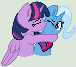 Size: 503x444 | Tagged: source needed, useless source url, safe, alternate version, artist:jadeharmony, trixie, twilight sparkle, alicorn, pony, g4, bisexual, bisexual pride, bisexual pride flag, clothes, duo, female, lesbian, pride, pride flag, ship:twixie, shipping, socks, twilight sparkle (alicorn)