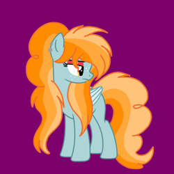Size: 1378x1378 | Tagged: safe, artist:circuspaparazzi5678, oc, oc only, oc:tangerine cider, pegasus, pony, base used, ear piercing, earring, eyeshadow, freckles, jewelry, magical lesbian spawn, makeup, offspring, orange mane, parent:applejack, parent:rainbow dash, parents:appledash, piercing, red eyeshadow, solo, tongue out, tongue piercing