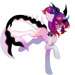 Size: 1024x1024 | Tagged: safe, artist:mister loky, oc, oc only, oc:fihyxt, orca, orca pony, original species, glasses, simple background, solo, tattoo