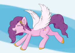 Size: 1280x905 | Tagged: safe, artist:laykeen, pipp petals, pegasus, pony, g5, expression, female, flying, happy, mare, open mouth, solo, yeah!!!!!!!!