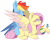 Size: 1450x1167 | Tagged: safe, artist:taaffeiite, fluttershy, rainbow dash, butterfly, pegasus, pony, g4, alternate design, assisted preening, behaving like a bird, blushing, butt touch, chest fluff, colored hooves, colored wings, colored wingtips, couple, cute, dashabetes, female, flutterbird, grooming, lesbian, mare, preening, rainbird dash, ship:flutterdash, shipping, shyabetes, smiling, unshorn fetlocks