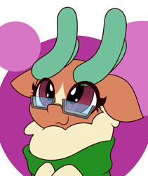 Size: 2533x3000 | Tagged: safe, artist:mrneo, cashmere (tfh), deer, reindeer, them's fightin' herds, cashbetes, clothes, community related, cute, doe, female, glasses, high res, scarf, solo
