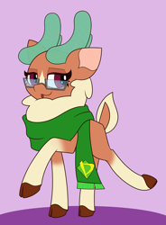 Size: 3221x4378 | Tagged: safe, artist:mrneo, cashmere (tfh), deer, reindeer, them's fightin' herds, :p, clothes, cloven hooves, community related, glasses, scarf, solo, tongue out