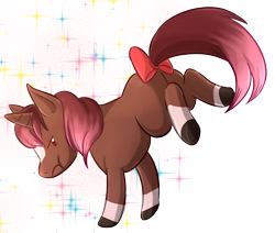 Size: 1612x1368 | Tagged: safe, artist:foxhatart, oc, oc only, oc:cherry cola, pony, unicorn, bow, female, mare, simple background, solo, tail bow, transparent background