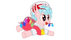 Size: 1002x564 | Tagged: safe, artist:claynus, cozy glow, pegasus, pony, g4, clothes, cosplay, costume, crossover, dress, female, filly, flandre scarlet, skirt, solo, touhou