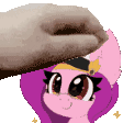 Size: 112x112 | Tagged: safe, artist:pegamutt, edit, pipp petals, pony, g5, animated, gif, hat, pet the x, solo, waifu