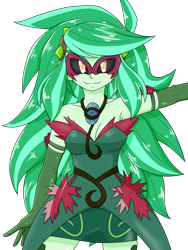 Size: 1668x2224 | Tagged: safe, alternate version, artist:batipin, gaea everfree, wallflower blush, equestria girls, g4, demon wallflower, female, green, memory stone, simple background, solo, transformation, transformed, transparent background, wallflower and plants