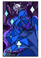 Size: 2039x2894 | Tagged: safe, artist:princessluna325, princess luna, alicorn, pony, g4, high res, moon, solo, stained glass, stars