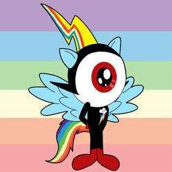 Size: 1000x1000 | Tagged: safe, artist:c-peepsqueak, rainbow dash, pony, g4, commander peepers, crossover, solo, wander over yonder