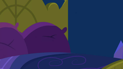 Size: 1280x720 | Tagged: safe, screencap, cakes for the memories, g4, my little pony: friendship is forever, background, bed, bedroom, liminal space, no pony, scenic ponyville, twilight's castle