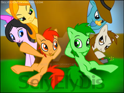 Size: 900x677 | Tagged: safe, artist:selyelydis, earth pony, pony, candace flynn, doctor heinz doofenshmirtz, ferb fletcher, isabella garcia shapiro, male, perry the platypus, phineas and ferb, phineas flynn, ponified