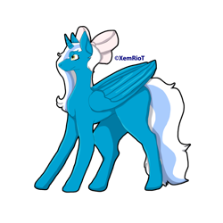 Size: 1280x1280 | Tagged: source needed, useless source url, safe, artist:xemriot, oc, oc only, oc:fleurbelle, alicorn, pony, alicorn oc, bow, female, hair bow, horn, mare, simple background, solo, transparent background, wings