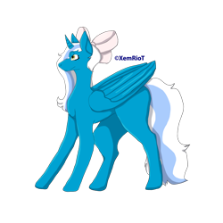 Size: 1280x1280 | Tagged: source needed, useless source url, safe, alternate version, artist:xemriot, oc, oc only, oc:fleurbelle, alicorn, pony, alicorn oc, bow, female, hair bow, horn, mare, simple background, solo, transparent background, wings