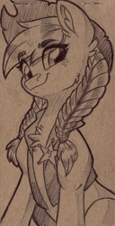 Size: 4081x7983 | Tagged: safe, artist:faline-art, applejack, earth pony, pony, g4, chest fluff, looking at you, monochrome, pencil drawing, sheriff, smiling, solo, traditional art