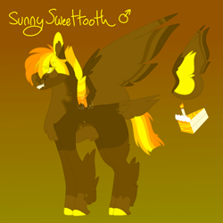 Size: 1200x1200 | Tagged: safe, artist:lepiswerid, derpibooru exclusive, oc, oc only, oc:sunny sweettooth, pegasus, pony, colored hooves, colored wings, cutie mark, feathered fetlocks, solo, tail feathers, wings
