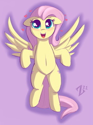 Size: 1587x2148 | Tagged: safe, artist:heretichesh, fluttershy, pegasus, pony, g4, belly, blushing, cute, daaaaaaaaaaaw, floating heart, floppy ears, flying, give her a hug, happy, heart, looking at you, open mouth, shyabetes, solo, spread wings, wings