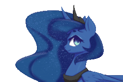 Size: 500x334 | Tagged: safe, artist:inkypuso, princess luna, alicorn, pony, g4, animated, ethereal mane, galaxy mane, simple background, solo, transparent background