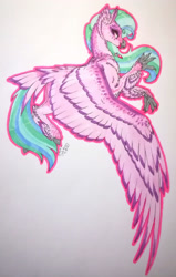 Size: 1920x3012 | Tagged: safe, artist:oneiria-fylakas, silverstream, classical hippogriff, hippogriff, g4, alternate design, solo, traditional art