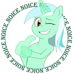 Size: 14247x14565 | Tagged: safe, artist:faeth, lyra heartstrings, g4, badge, badge of approval, hand, looking at you, noice, one eye closed, simple background, text, that pony sure does love hands, thumbs up, transparent background, wink, winking at you