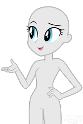 Size: 2100x3124 | Tagged: safe, artist:amgiwolf, oc, oc only, equestria girls, g4, bald, base, eyelashes, female, hand on hip, high res, open mouth, simple background, smiling, solo, transparent background