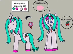 Size: 1206x900 | Tagged: safe, artist:ask-luciavampire, oc, oc only, oc:cherry bliss, pony, unicorn, not hatsune miku, tumblr, tumblr:ask-cherry-and-velvet