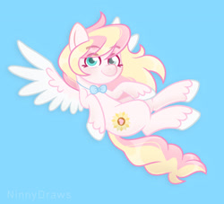 Size: 2665x2418 | Tagged: safe, artist:ninnydraws, oc, oc only, oc:ninny, pegasus, pony, bowtie, flying, high res, looking at you, solo