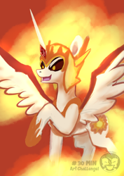 Size: 4677x6614 | Tagged: safe, artist:calena, daybreaker, alicorn, pony, g4, 30 minute art challenge, absurd resolution, fire, practice drawing, solo