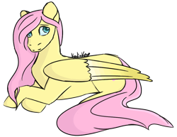 Size: 918x707 | Tagged: safe, artist:kodiakpup, fluttershy, pegasus, pony, g4, cute, female, lying down, mare, prone, shyabetes, simple background, solo, transparent background
