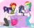 Size: 1209x980 | Tagged: safe, artist:wakyaot34, rainbow dash, sci-twi, sunset shimmer, twilight sparkle, equestria girls, g4, amd, anime, barefoot, clothes, desk, ergonomics, eyes closed, feet, kneeling, monitor, pc, pedantry, potato (pui pui molcar), pui pui molcar, setsquare, slippers, spirit level, sweat, sweatdrop